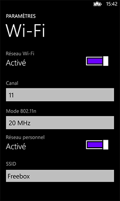 Application Ma Freebox pour Windows Phone