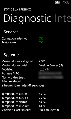 Application Ma Freebox pour Windows Phone