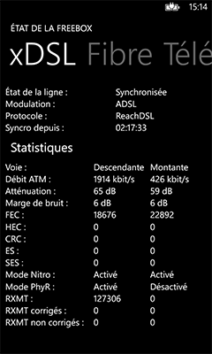 Application Ma Freebox pour Windows Phone