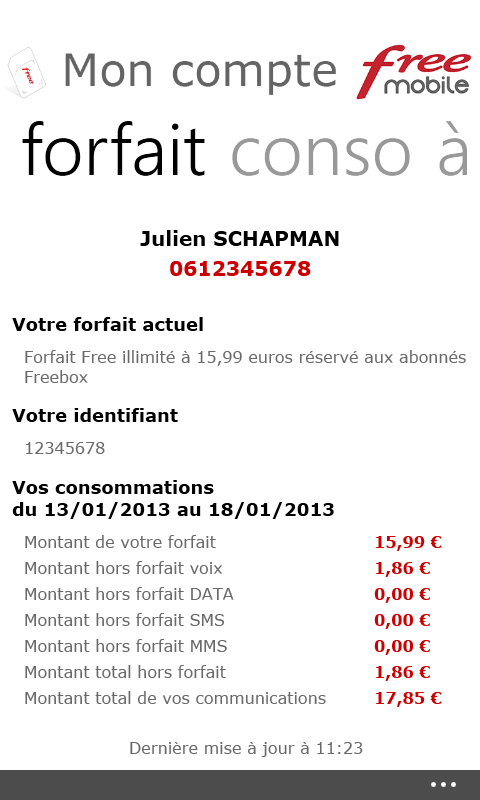 Mon compte Free Mobile - Forfait